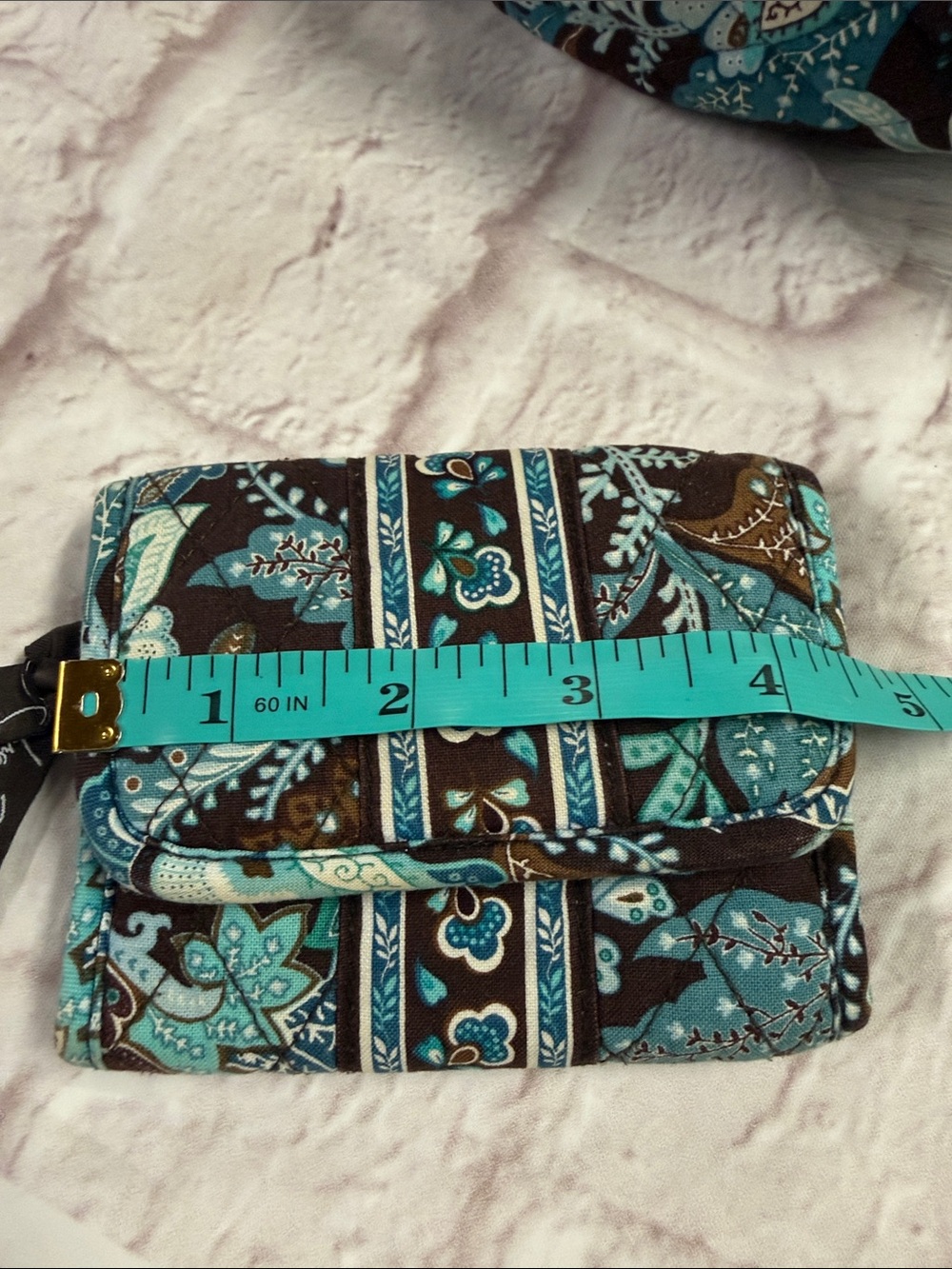 Vera Bradley Brown & Teal Quilted Paisley Crossbody with Matching Wallet - Picture 17 of 17